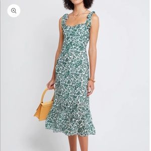 Green floral midi dress